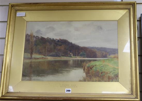 George Cockram, watercolour, Clevedon Reach, 35 x 52cm